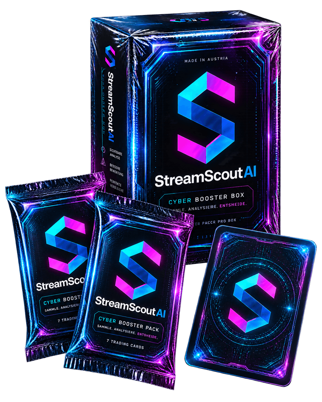 StreamScout Produktgruppe mit Booster Box, Boostern und Sammelkarte